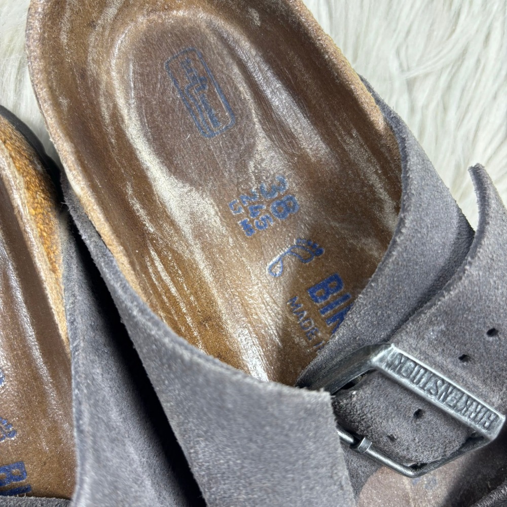 Birkenstock Women's 38 US 7 Gray Suede Arizona Sandals Boho Comfort - Picture 3 of 6